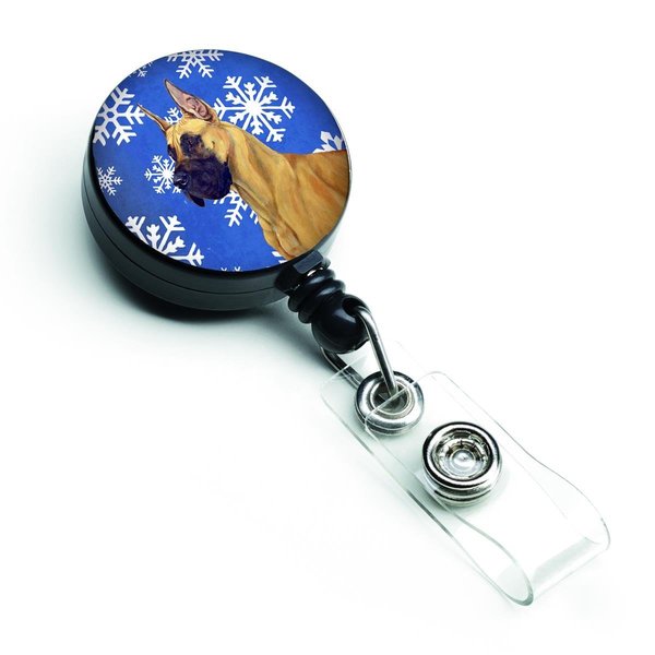 Carolines Treasures Great Dane Winter Snowflakes Holiday Retractable Badge Reel LH9265BR